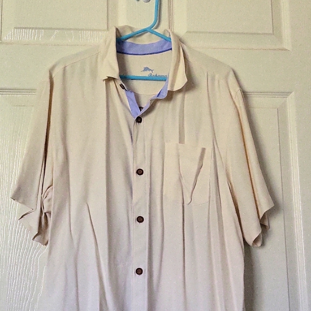 Tommy Bahama hawaiian cream tropical button down shirt size L